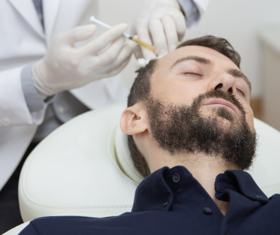 Male Patient Receiving PRP Treatment for Hair Loss